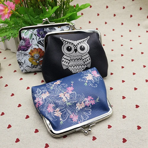  Women Mini Owl Bird Flower Wallet Card Holder Case Coin Purse Clutch Handbag Bag 