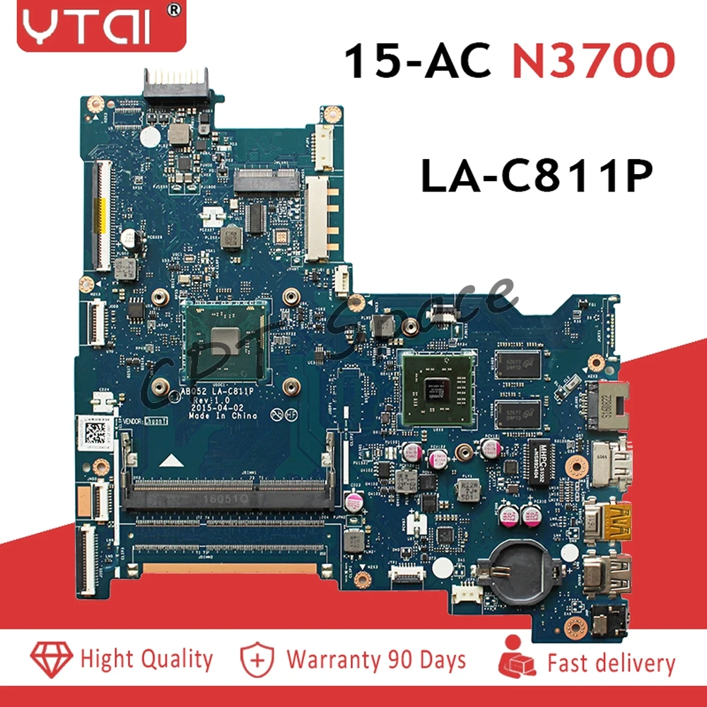 

15-AC motherboard For HP Pavilion 15-AC Laptop motherboard 815249-501 DDR3 ABQ52 LA-C811P REV:1.0 Pentium N3700 Test good