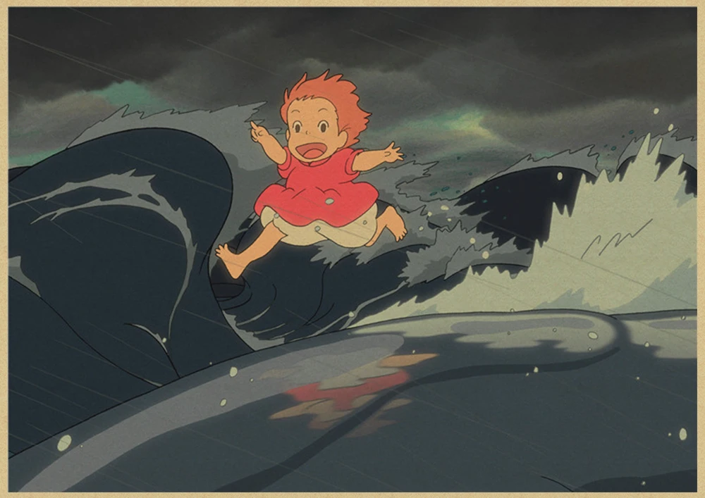 Ponyo на скале Хаяо Миядзаки крафт-бумага классический мультфильм фильм плакат домашний декор наклейка на стену