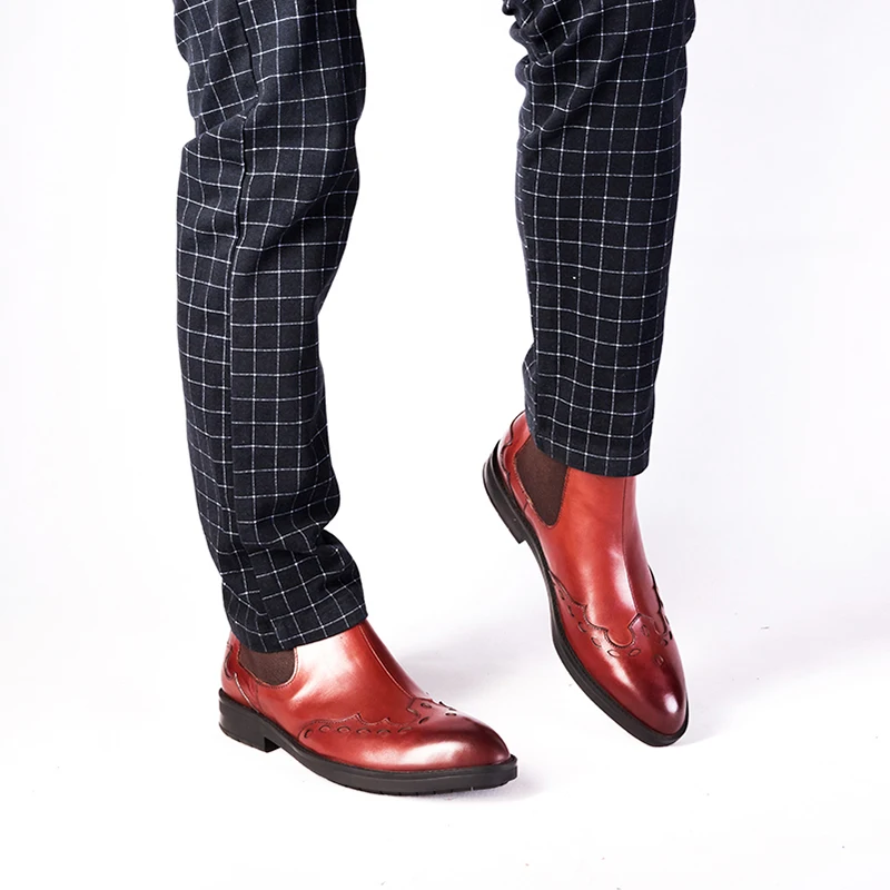 PJCMG/Роскошные Дизайнерские демисезонные мужские Броги из натуральной кожи; водонепроницаемые уличные рабочие ботильоны; модельные ботинки