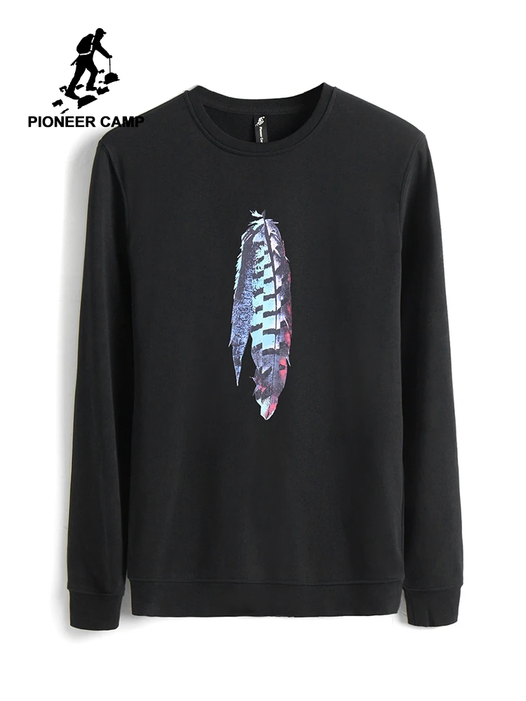 

Pioneer Camp Printed Colorful Feather Men Sweatshirt Round Neck Long Sleeve Brand Clothing Casual Spring Hoodies Male AWY901550