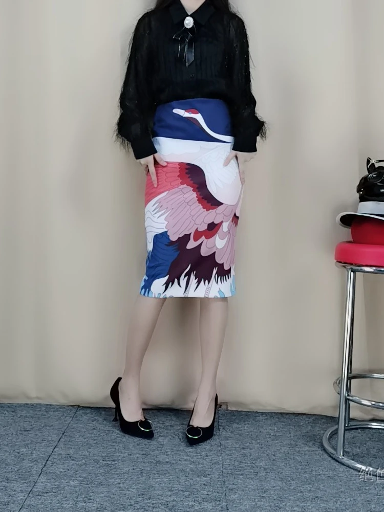 Сезон: весна–лето ведро юбка ретро-старый с принтом в стиле «Хип юбка половинной длины один шаг юбка(T5