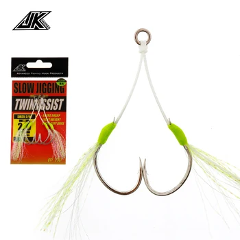 

JK NEW2019 Assist hook 1/0.2/0.3/0.4/0.5/0 Slow Jigging Hook For Metal Jigs:30g~400g Sea Fishhooks Luminous 8064 Hooks Fishing
