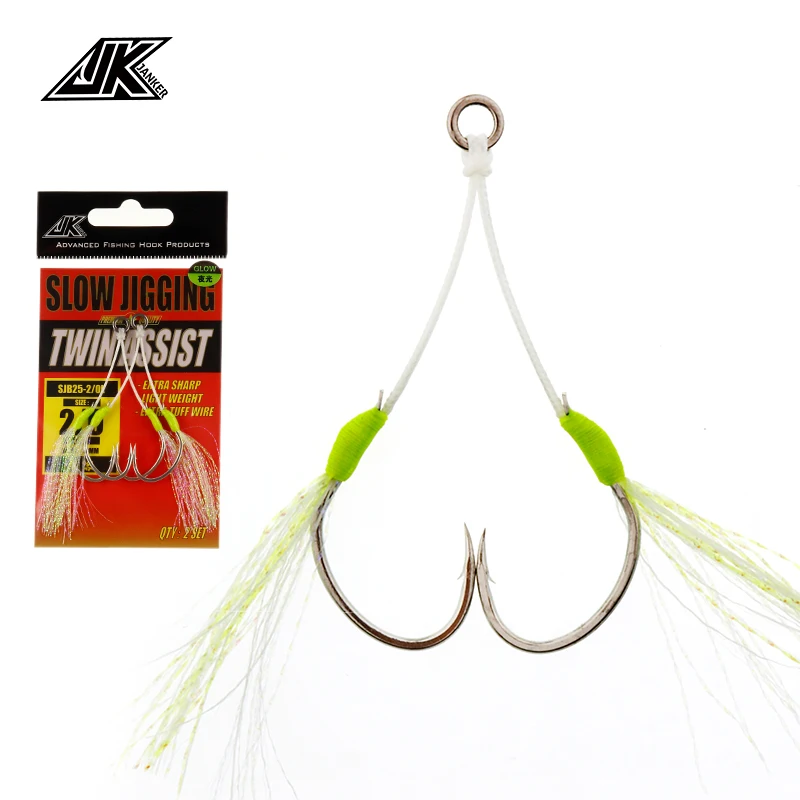 

JK NEW2019 Assist hook 1/0.2/0.3/0.4/0.5/0 Slow Jigging Hook For Metal Jigs:30g~400g Sea Fishhooks Luminous 8064 Hooks Fishing