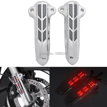

For Harley Road King Glide EFI Street Glide Electra Glide Ultra Classic 2014-2018 Silver Front Lower Fork Leg Covers Slider LED