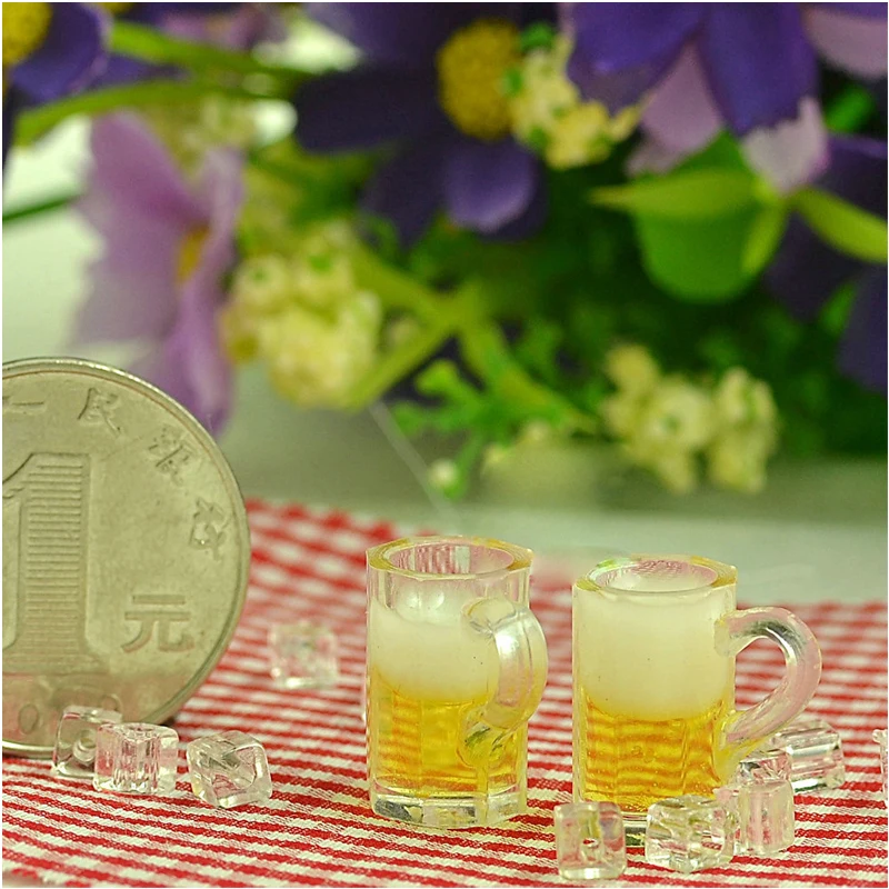 Rement G08-X039 الأطفال هدية لعبة 1:12 دمية مصغرة الأثاث مصغرة البيرة القدح 4 قطعة/المجموعة