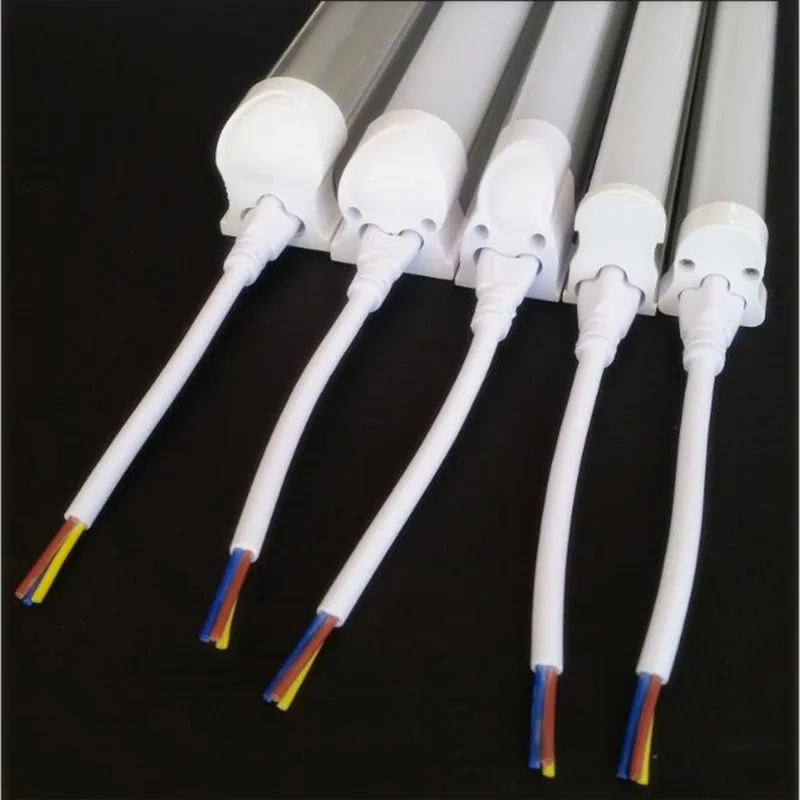 40pcs Lot Round Cable T4 T5 T8 Fluorescent Tube Wire Adapter Single End 2 Pin 3 Pin Integrated