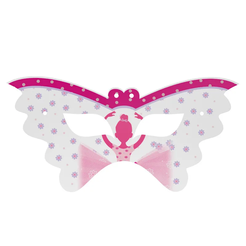 

6pcs/lot Lovely Ballet Girl Theme Masks for Kids Birthday Party Gender Reveal Pink Cartoon Figure Paper Masks Party Supplies