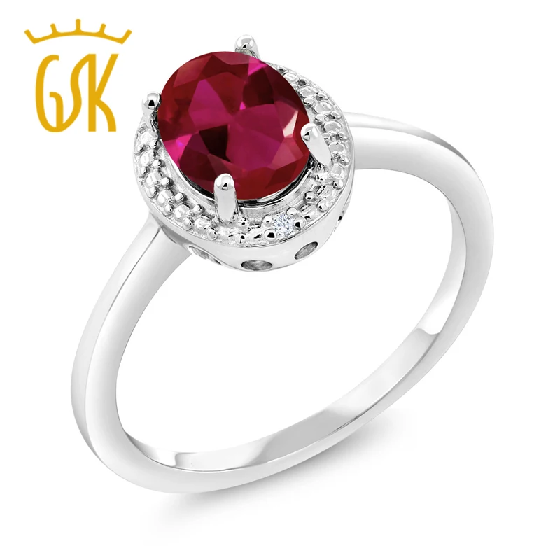 GemStoneKing 1 16 Ct Овальный Красный искусственный рубин белый бриллиантовый камень