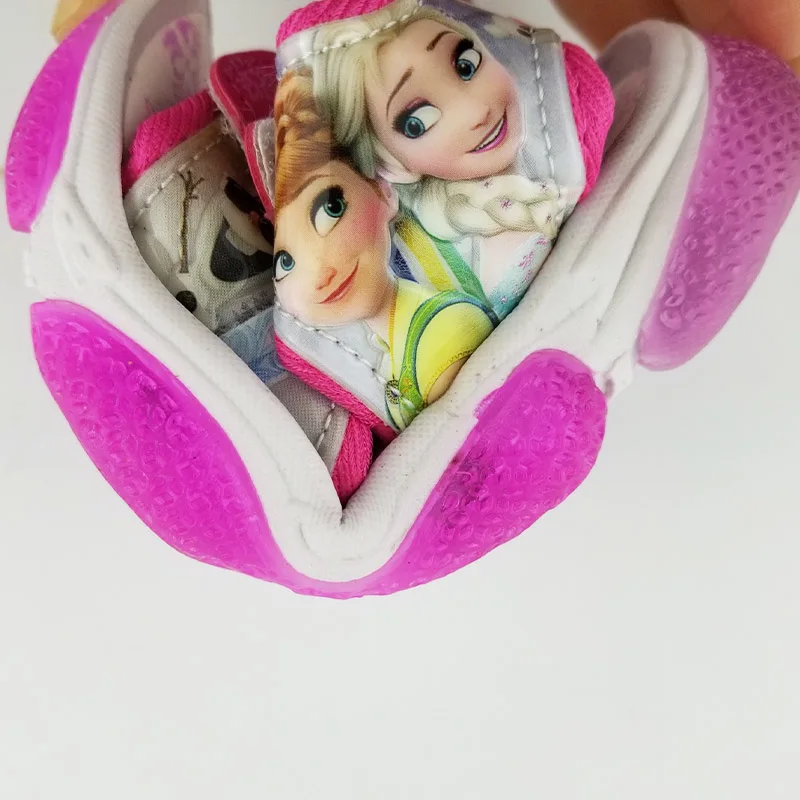 Новые сандалии для девочек с изображением Эльзы и Анны из мультфильма «Холодное сердце», светодиодный светильник, детская мягкая обувь Принцессы Диснея, европейские размеры 20-31