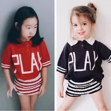 Новинка г.; детский хлопковый свитер с короткими рукавами и надписью; свитер с короткими рукавами для мальчиков и девочек; Детское пальто