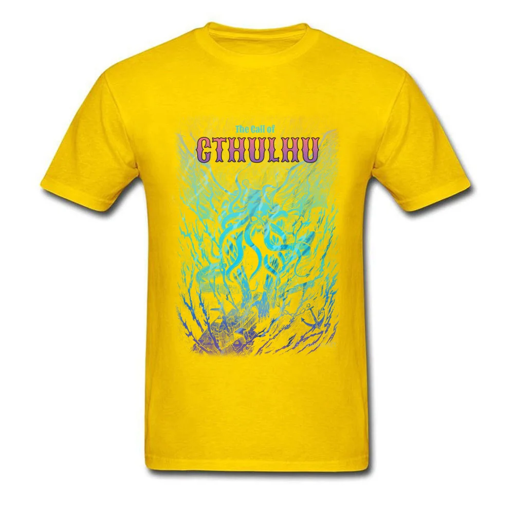 A Beast Nightmare of Cthulhu Design T-shirts for Men Cotton Fabric Autumn Tees Tee Shirt Short Sleeve Hot Sale Round Collar A Beast Nightmare of Cthulhu yellow