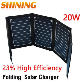 

Sunpower 20W Dual USB Portable Outdoor Backpack Solar Charger For Tablet Folding Solar Panel Charger Battery 23%High Efficiency