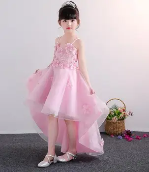 

2019 High Quality Handmade Sling Pink Party Gown costume for kids Child Princess Children Clothing wedding Girls dress 3-12Y