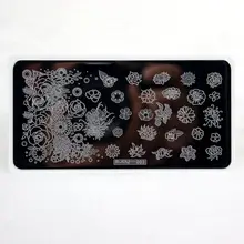 Nova 12*6 cm Retângulo Rendas Padrão de Flor Da Arte Do Prego Carimbar A Placa Imagem Prego Placa Ungueal Stamping Template 1 Pcs DIY Manicure 2017(China)