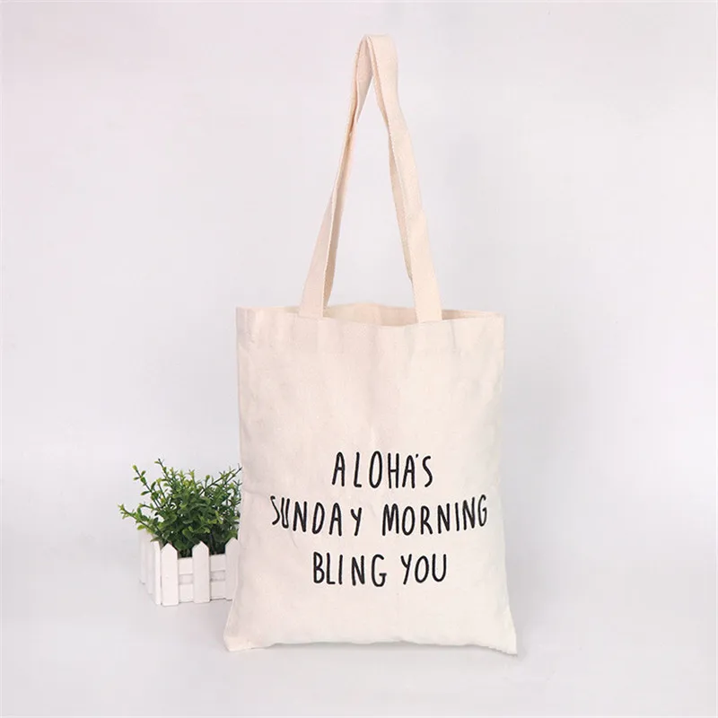 

35*38cm Canvas Tote Bag Eco Shopping Bag Daily Use Foldable Handbag Large Capacity Letter Printed Cotton Tote for Women Female