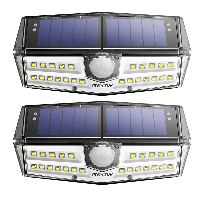 2 шт. в упаковке, солнечный светильник Mpow с датчиком движения, Солнечная лампа IPX7, водонепроницаемая наружная Солнечная садовая солнечная панель, светильник, 144 люмен, белый светильник - Испускаемый цвет: 2 Pack