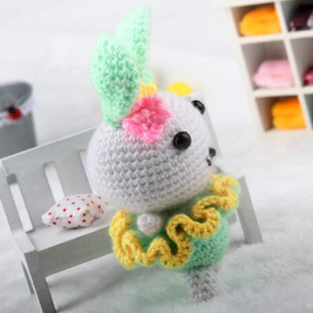 Green Rabbit Amigurumi Crochet Kit 15cm High DIY Crochet Knitting Kit Stuffed Doll Materials