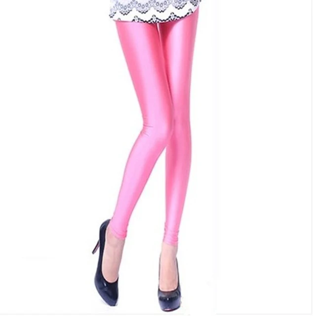 YSDNCHI, женские летние блестящие леггинсы, большие размеры, неоновые лосины, растягивающиеся, обтягивающие штаны, обтягивающие леггинсы для фитнеса, яркие штаны для активного отдыха - Цвет: K036 Pink