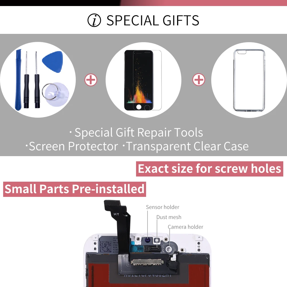 AAA+++Quality Display For iPhone 5s 6s 7 6 LCD touch Screen Module Digitizer Assembly LCD for iPhone SE 6 7 Screen No Dead Pixel