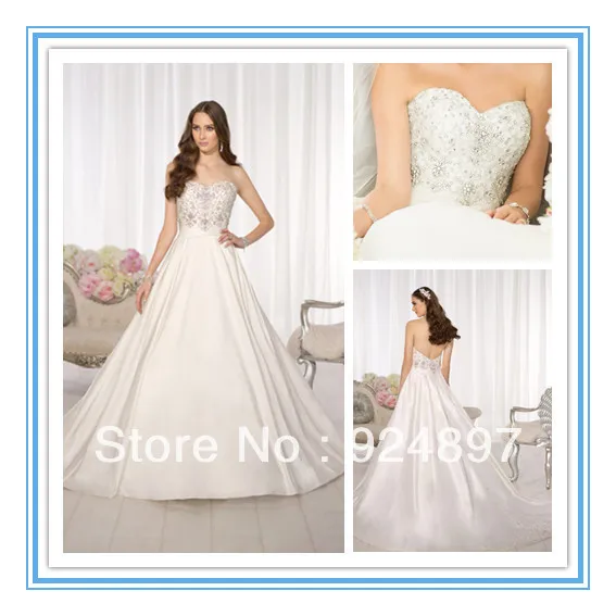 Newest arrival satin wedding gowns Irish wedding dress Ball gown