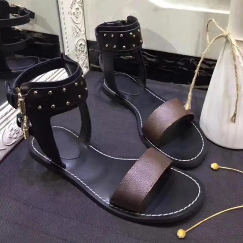 Sandalias mujer/женские летние сандалии на плоской подошве с открытым носком готические