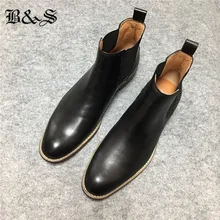 Черные и уличные мужские ботинки «Челси» модные простые, атмосферные, высокие мужские ботинки из натуральной кожи обувь размера плюс 39-47