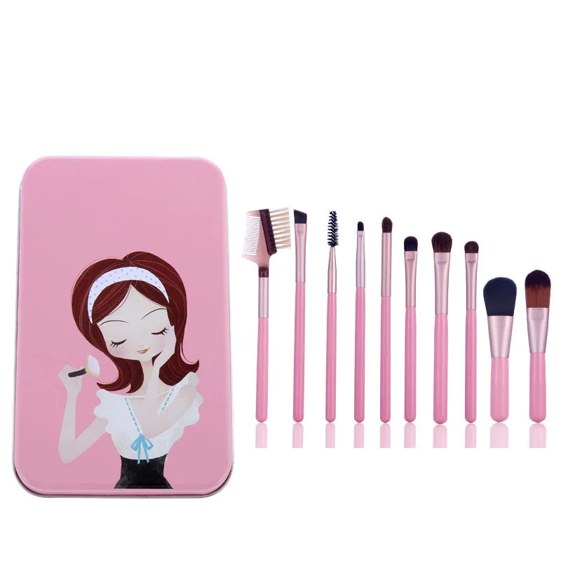 10pcs Wood makeup Brushes Set Makeup Brushes Set Pinceis De Maquiagen (9)