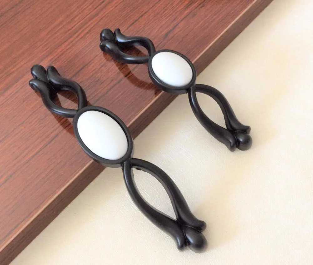 

3.75'' 5'' White Ceramic Dresser Handles Drawer Pull Handles / Kitchen Cabinet Decorative Knobs Handle Pulls / Vintage Furniture
