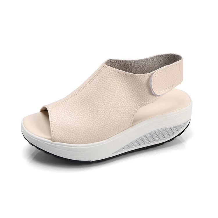 Fujin/ брендовая Летняя обувь; Модные женские босоножки из искусственной кожи; повседневная обувь на платформе с пряжкой для отдыха; большие размеры