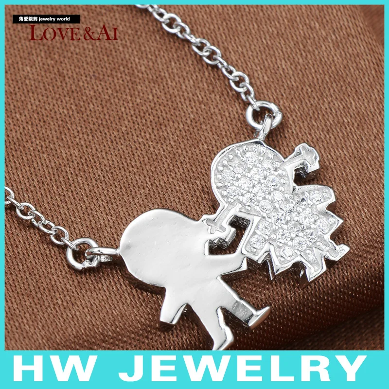 boy &girl necklace,children sterling silver 925 necklace, charm