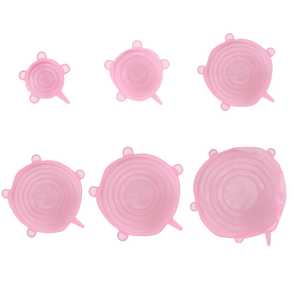 

Universal Silicone Stretch Lids Lid 6PCS Easy Vacuum Seal Stretch Sealer Bowl Pan Pot Caps Cover Kitchen Cookware Accessories