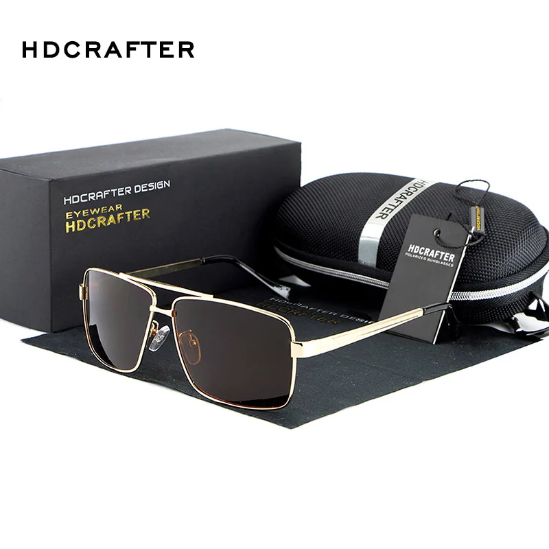 

HDCRAFTER Men's Sunglasses Polarized Oversized Metal Frame Sun Glasses Eyewear For Men Luxury Brand Designer Mirror oculos Male