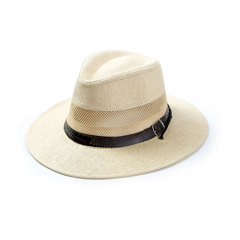 YY الرجال قبعة الصيف الكلاسيكية بنما قبعات تنفس شبكة Sunhats رجل الجاز قبعة الشاطئ قبعات الأشعة فوق البنفسجية حماية كاب الفاتحة CM19008