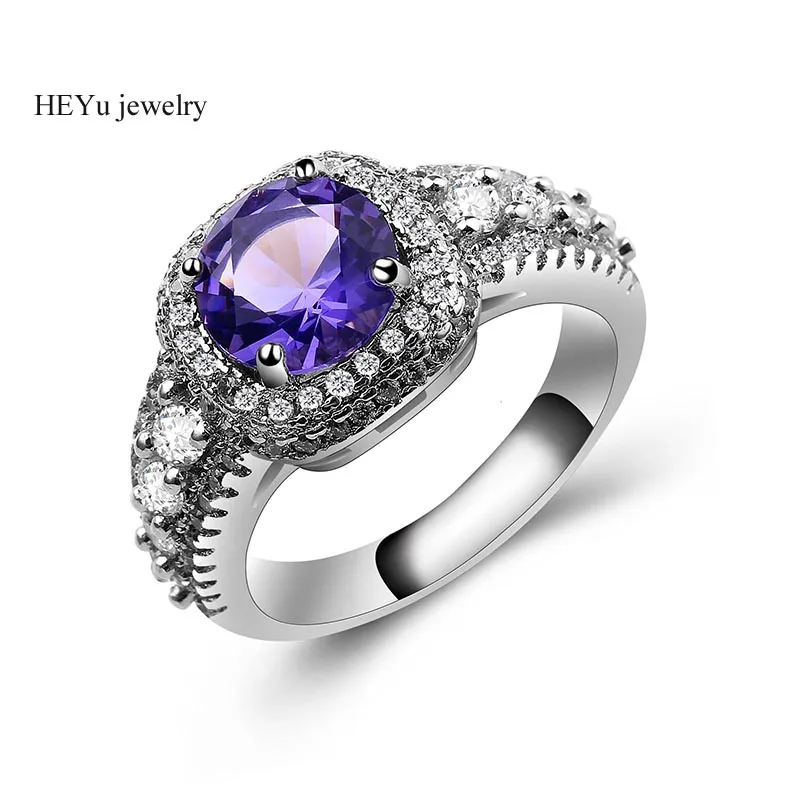 Freeshipping AAA Luxury Purple Cubic Zirconia Big Ring