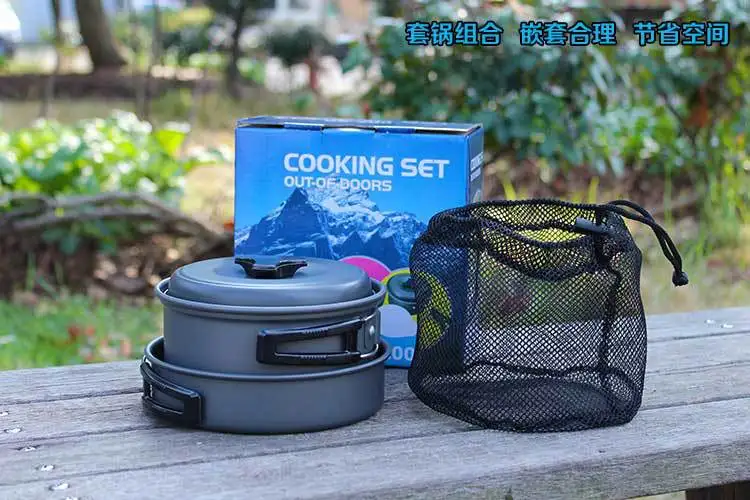 Nuevo llega la venta caliente 8 unids/set acampar al aire libre senderismo Utensilios de cocina mochilero picnic tazón pan pot set envío gratis