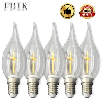 

Retro Vintage Pull Tail Filament Bulb E14 2W LED Edison Bulb Cross Candle light Chandelier LED lamps Wholesale Warm white Decor