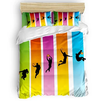 

Basketball Mobilization Bedding Sets Duvet Set Covers 4 Pcs Bedding Sets Thanksgiving Day California King Black And White