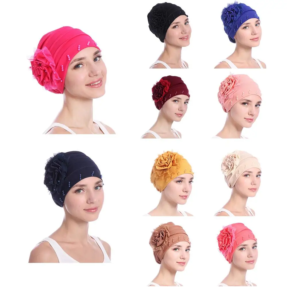 Женский модный платок, жемчужный элегантный тюрбан, шапка, больной раком, шапочка для химиотерапии, шапочка, декоративный головной убор