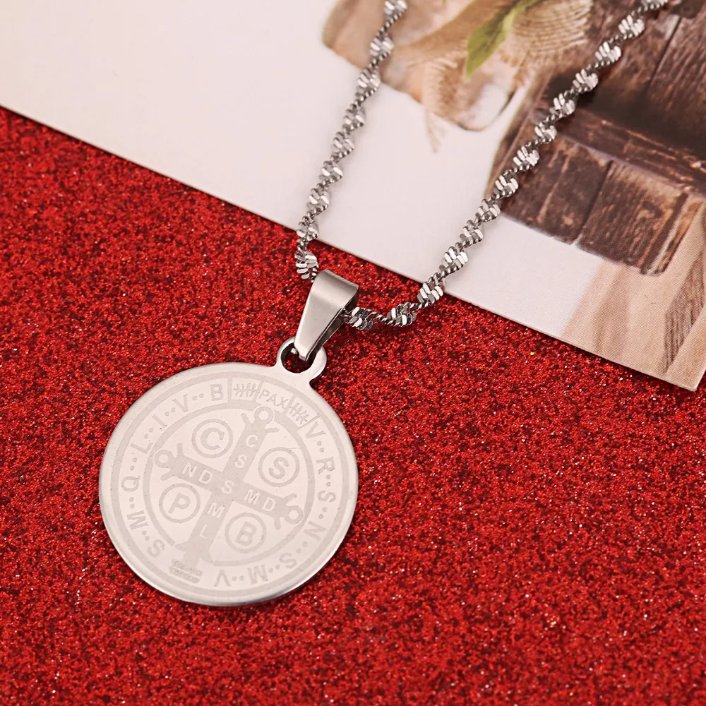 Saint Benedict Medal Pendant Necklace Catholic Church Jewelry Gift for