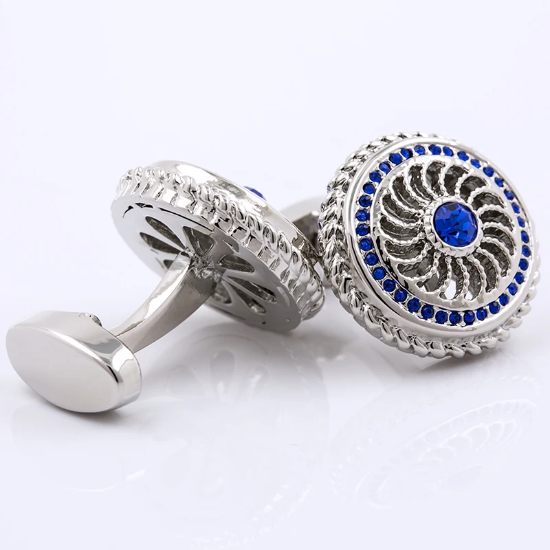 KFLK brand men's shirts cufflinks crystal jewelry blue buttons for wedding present cuff button 2020 new products