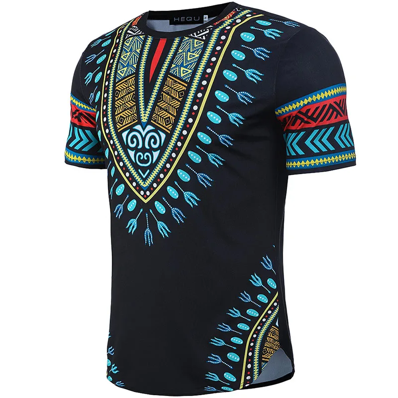 Дешевые африканские 3D Дашики печати пуловер рубашка мужская мода крутой круглый вырез Футболка короткий рукав круглый воротник Топ футболка для мужчин