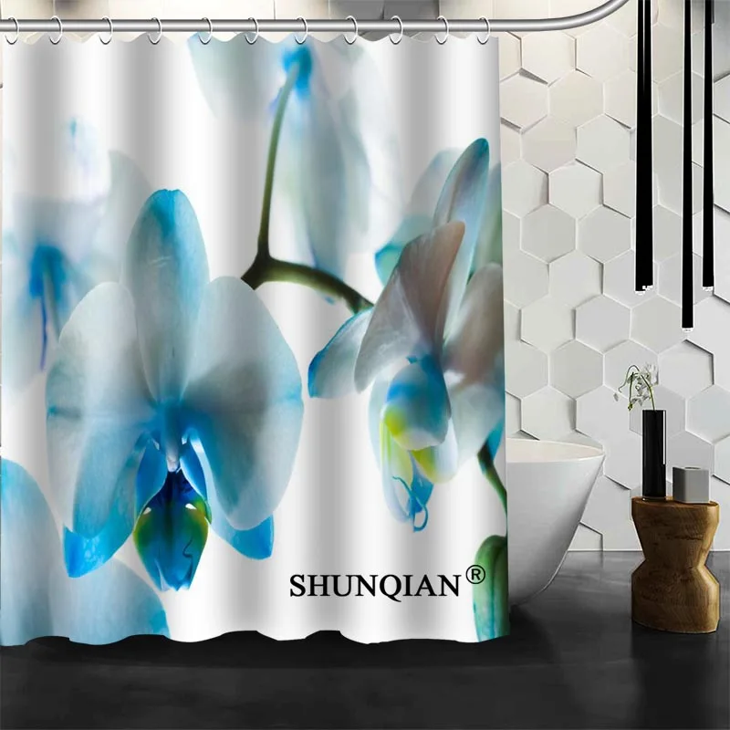 Лучший приятный на заказ элегантный цвет цветок орхидеи занавеска для душа занавеска для ванной из водонепроницаемой ткани занавеска для ванной больше размеров A6.1-80