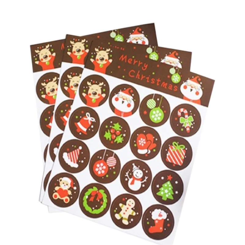 

160pcs/pack Merry Christmas Gift Kraft Sticker Santa Claus Christmas stocking Gift box Labels Stickers
