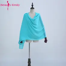 Красота-Эмили из разноцветного шифона Свадебный жакет Обёрточная бумага s Болеро Для женщин Кепки Обёрточная бумага Болеро для вечерних платьев 2017Llength 195 см 70 см Ширина