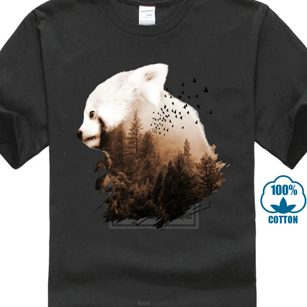 

Black 2018 Men T-Shirt Red Panda Forest Tops Cotton Loose Chic Koala Animal Montage Hip Hop Man'S Top T Shirt Streetwear
