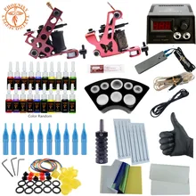 Полный комплект татуировки 2 набор тату-машинок черный пигмент комплект Питание набор Body Art Набор инструментов профессиональный набор татуировки набор