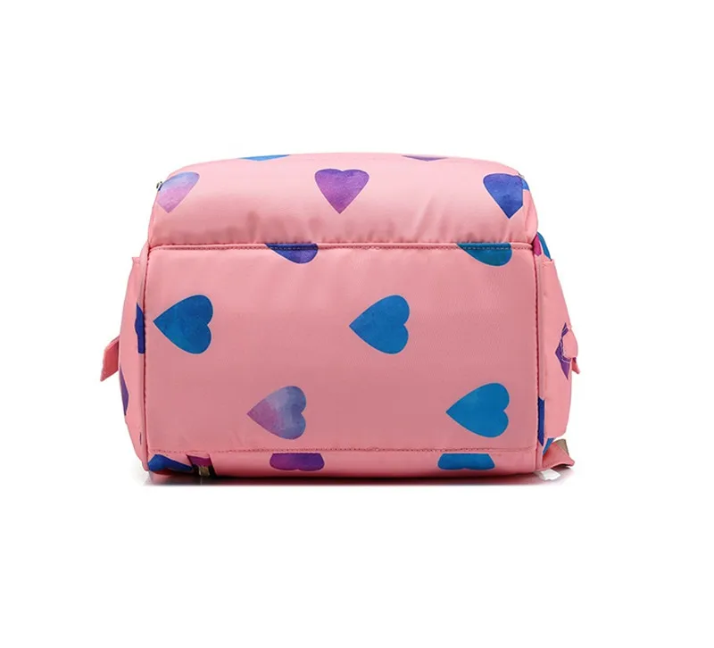 Upgrade Love Heart Printed Multi-function Mummy Diaper Bags Mother and Baby Candy Color Backpack Large Capacity Fashion Travel12
