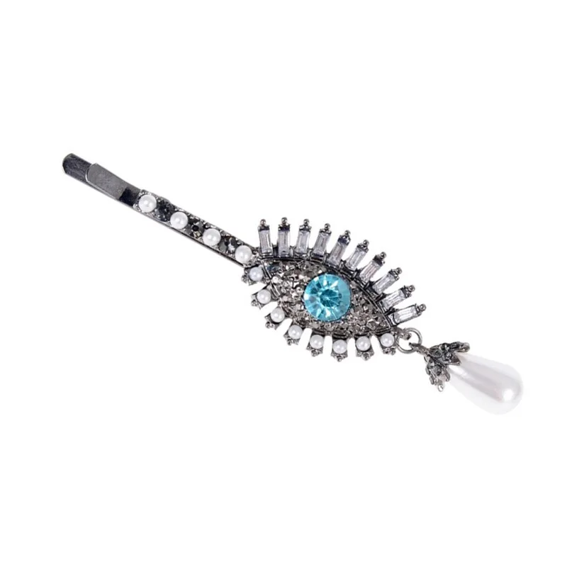 Hair Pin Crystal Eye Hairpin Simulated Pearl Drop Tassel Hair Clip