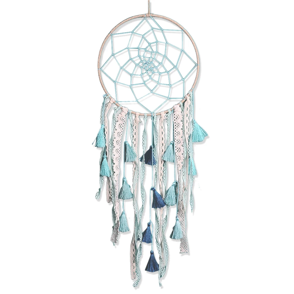

White Blue Lace Flower Dreamcatcher Pink Wind Chimes Indian Style Tassel Pendant Dream Catcher Creative Car Hanging Decoration